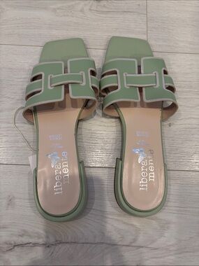 Sage Green Slide Sandals Made in Italy leather